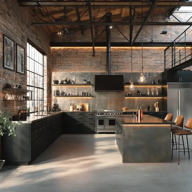 Industrial Style Kitchens with Metal Backsplash - Kitchen Backsplashes | Laravel