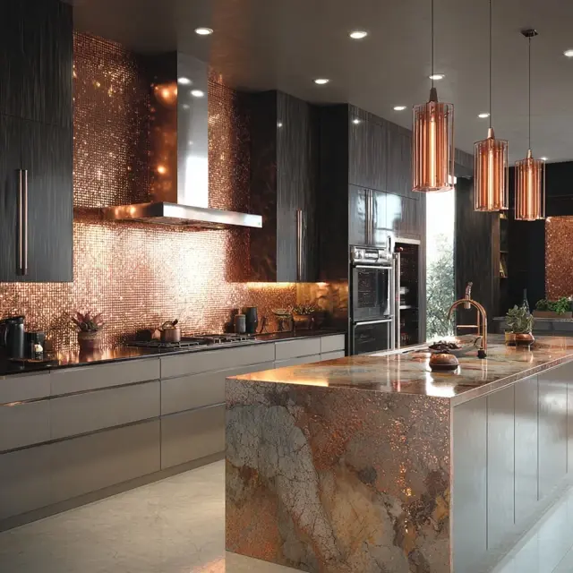 Creative Metallic Backsplash for Contemporary Kitchens - Kitchen Backsplashes | Laravel