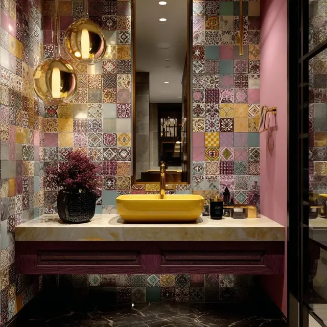 Colorful Backsplash Designs for Vibrant Bathrooms - Bathroom Backsplashes | Laravel