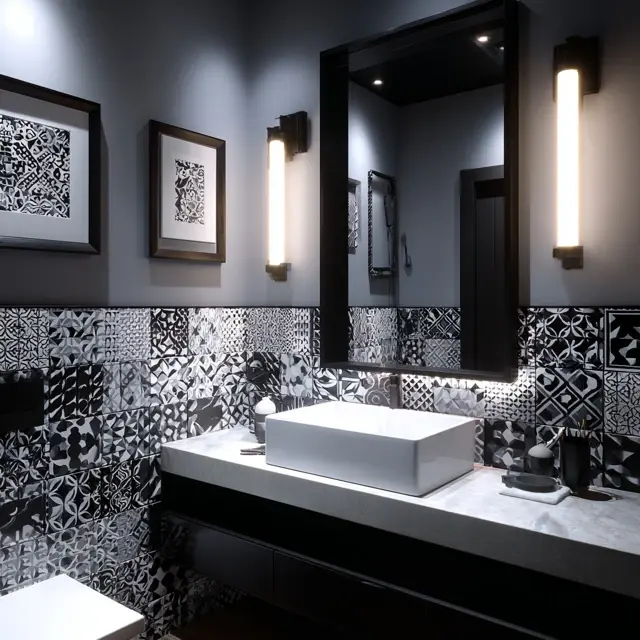 High-Contrast Bathroom Backsplash Ideas to Try - Bathroom Backsplashes | Laravel