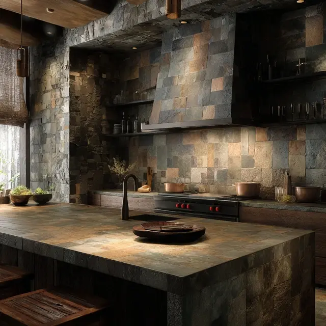 Textured Slate Backsplash for Natural Appeal - Backsplash Materials | Laravel
