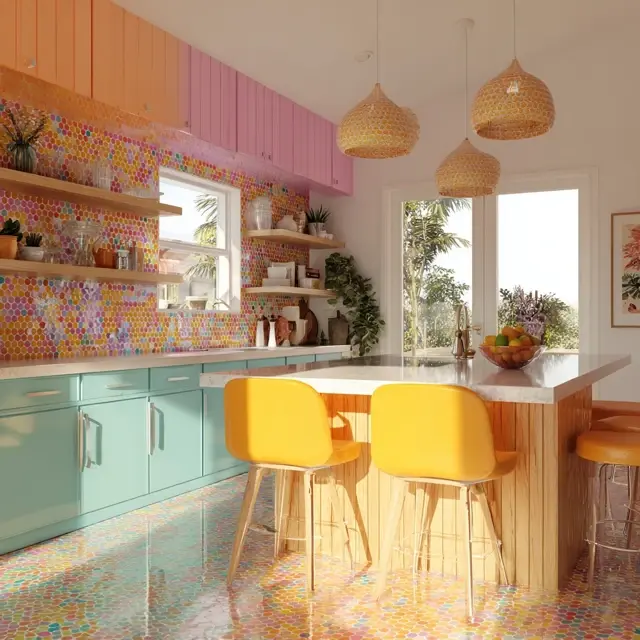 Penny Tile Backsplash for Playful Kitchens - Backsplash Materials | Laravel