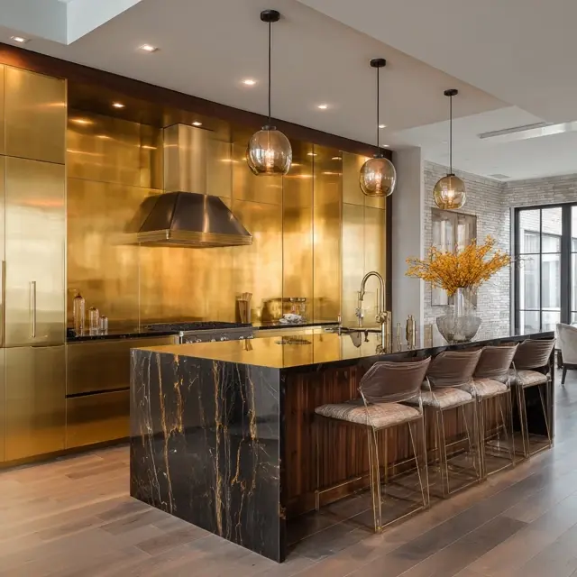 Brushed Brass Backsplash for Glam Kitchens - Backsplash Materials | Laravel