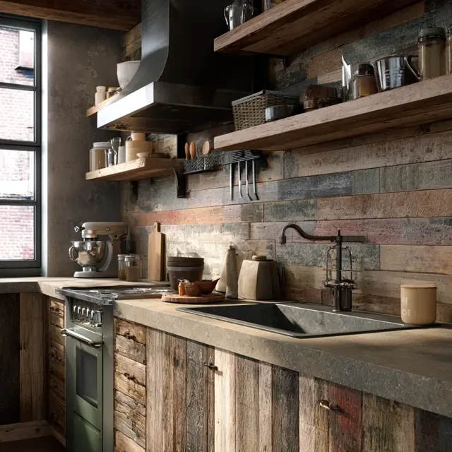 Reclaimed Wood Backsplash for Eco Style - Backsplash Materials | Laravel
