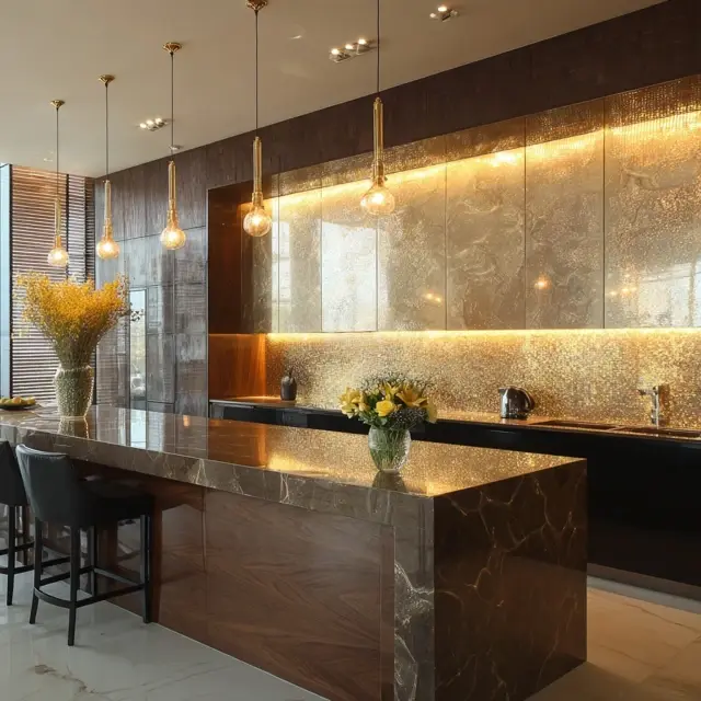 Metallic Finish Backsplash for Glamorous Style - Backsplash Materials | Laravel