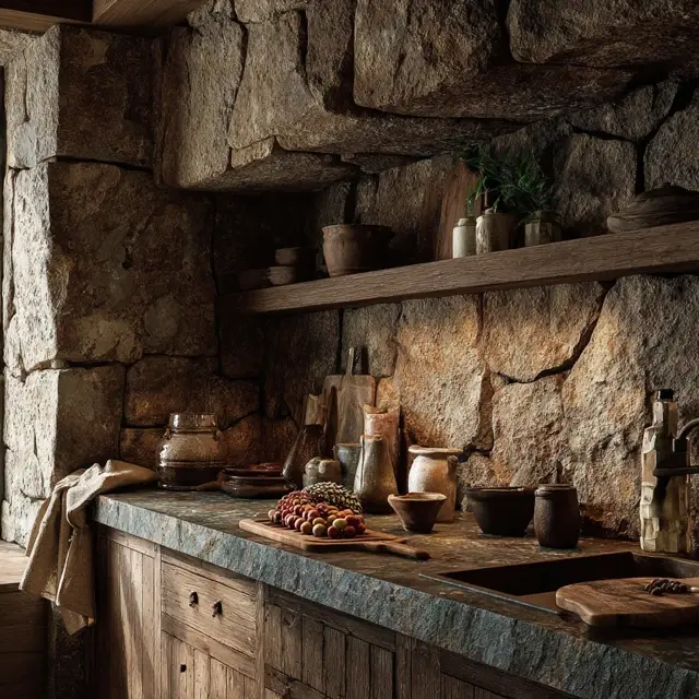 Rough-Cut Stone Backsplash for Rustic Flair - Backsplash Materials | Laravel